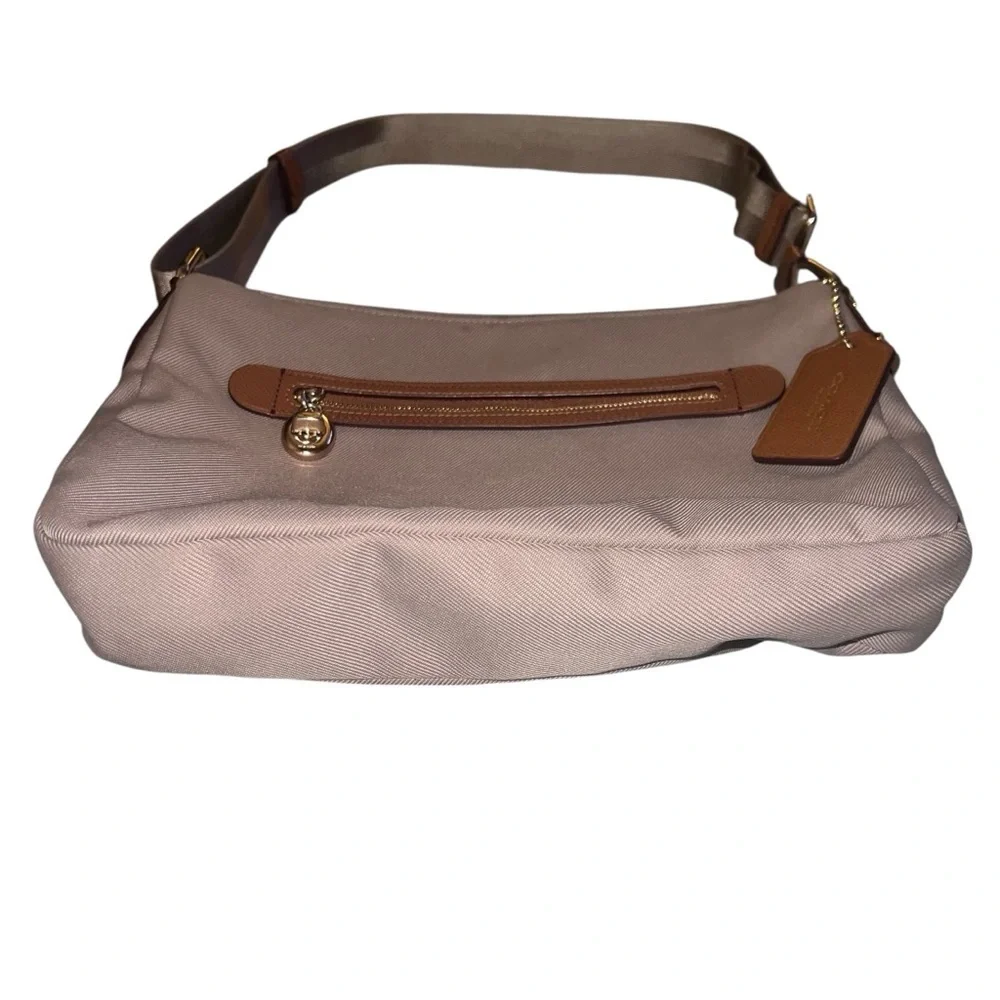 Coach Sawyer Stone Crossbody Bag Taupe Tan Brown Leather Adjustable Strap